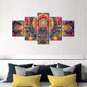 5 x Wall Decor for Bedroom Mandala Art Prints 5 Piece Wall Art Framed Art Wall Decor Artwork for Walls Mandala Wall Decor Family Wall Decor Modern Home Decor Canvas Art Wall Hanging, 60"x32"