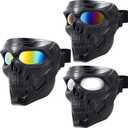 Kanayu 3 Pcs Airsoft Mask Skull Full Face Electroplated Lenses Military Halloween Paintball Motorcycle Face Mask for Riding Racing Shooting Cosplay Cs Survival Games (Not Anti Fog)