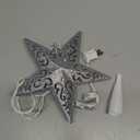 8” Christmas Star Tree Topper Silver Glittered Hollow 3D Christmas Tree Star Topper Built in 10 Bulbs String Lights Treetop Plug in (4 Bulbs 2 Fuses Spare) for Holiday Decor Tree Decorations