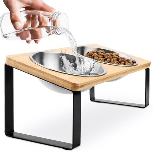 Raised cat Bowls for Indoor Cats by WinTruffles, Elevated cat Bowls, Tilted and Elevated Anti Vomiting Cat Dishes for Food and Water, Set of 2 Stainless Steel Bowl Raised cat Bowls for Indoor Cats by WinTruffles, Elevated cat Bowls, Tilted and Elevated Anti Vomiting Cat Dishes for Food and Water, Set of 2 Stainless Steel Bowl
