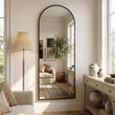 Suidia 56"x14" Arched Full Length Mirror with Stand, Full Body Mirror with Aluminum Frame, Freestanding/Leaning/Wall-Mounted, Floor Mirrors for Bedroom, Living Room, Entryway, Dressing Room, Black