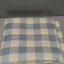JIALE Gingham Tablecloth Rectangle Cotton Linen Fabric Checkered Table Cloth with Tassel Washable Wrinkle Free Buffalo Plaid Table Cover for Easter Party Outdoor Picnic Kitchen Dining, Blue, 90x55