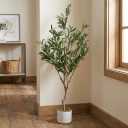 OUTLANE 4 FT Artificial Olive Tree with 20 Realistic Fruits, Faux Potted Plant for Indoor and Outdoor, Tall Fake Tree for Living Room, Office, Porch, Patio & Modern Farmhouse Decor
