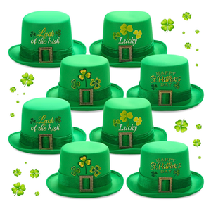 12 Pieces St. Patrick's Day Hats Fabric Large Shamrocks Lucky Leprechauns Hat with Buckle for Irish Green Costume Accessories