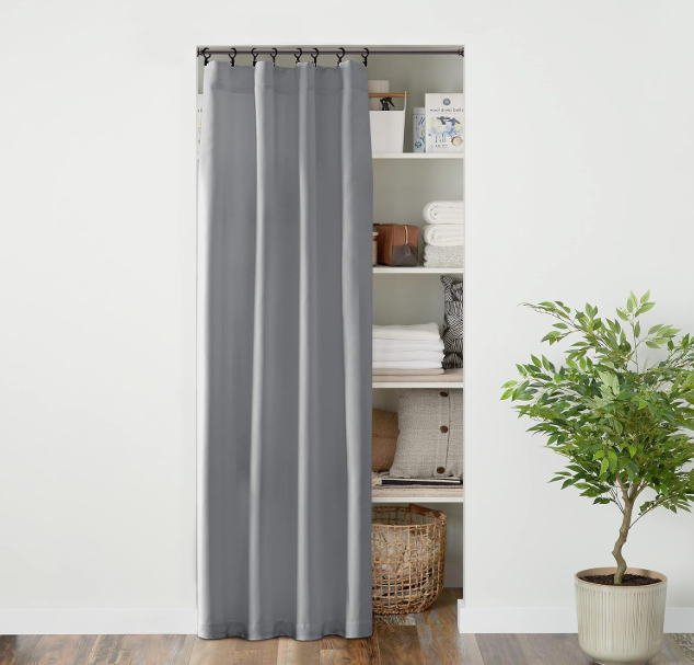 Rod Pocket Door Curtain,Light Grey,40" x 80" - 1 Panel