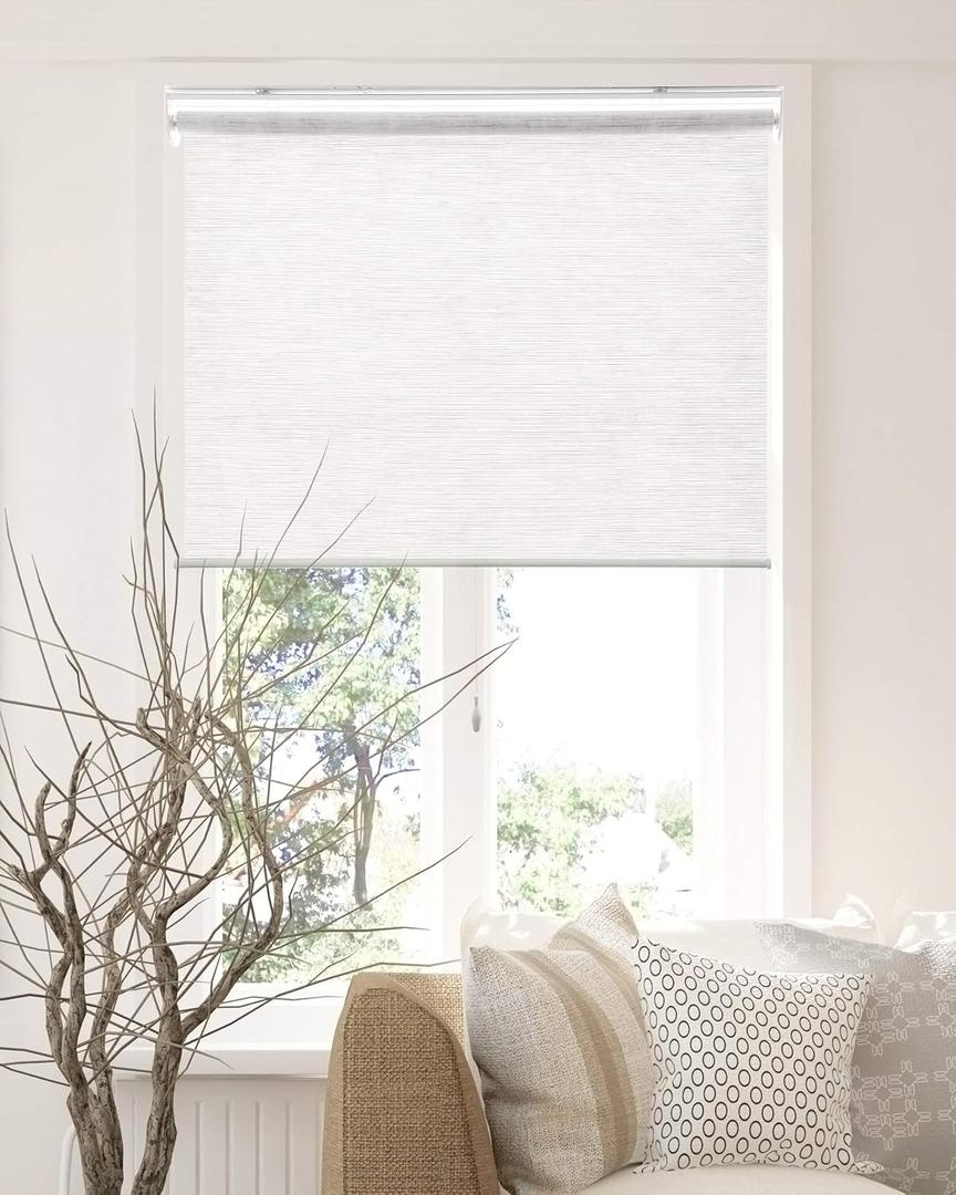 CHICOLOGY Roller Shades , Cordless Blinds , Window Shades for Home , Roller Window Shades , Window Treatments , Door Blinds , Light Filtering Shades , Felton White (Natural Woven) , 23"W X 72"H