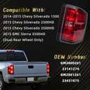 VPIMOZO Rear Tail Light Assembly Compatible With 2014-2015 Chevy Silverado 1500 2500HD 3500HD 2015 Sierra 3500HD Left Driver Side With Bulb & Harness Replacement GM2800261 GM2801261