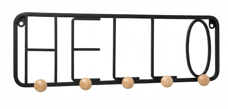 Hello Metal Rach With 5 Hooks Large Shelf 23.62" × 7.09" × 1.97"
