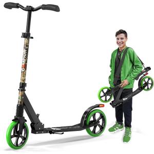 Campior Kick Scooter for Ages 6+, for Kids, Teens, and Adults, Max Load 240 LBS, Foldable, 8-inch Big Wheels for Kids and Adults, with Kickstand, 3 Adjustable Levels, Child Safety Approved, Tree