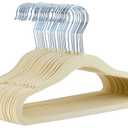 Amazon Basics Kids Velvet, Non-Slip Clothes Hangers (Baby/Toddler), 11.6 inches (for Baby Clothes), Pack of 30, Beige