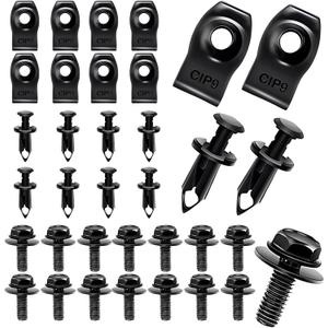 35 PCS Engine Under Cover Splash Shield Body Bolts Screws, Auto Bumper Fastern, Vehicle U-nut Clips, Universal for Most Cars (Black)