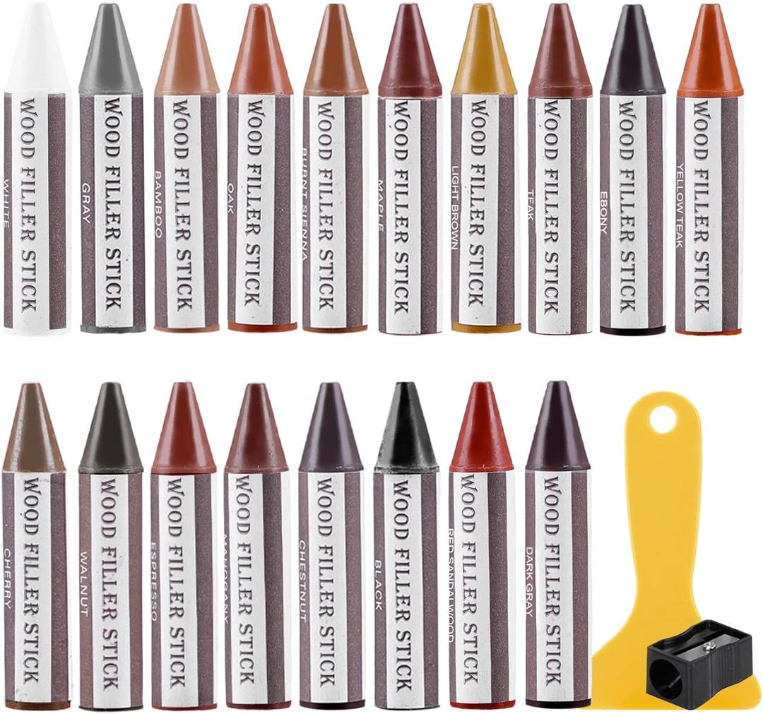 SEISSO Wood Filler Stick, 18 Colors Furniture Crayons for Scratches, Furniture Scratch Repair Wax Filler Stick, Perfect for Restore Hardwood Floor, Holes, Crack, Laminate, Carpenters, Tables, Desks