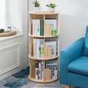Heehee Wooden Rotating Bookshelf 360 Display Floor Standing Bookcase Storage Rack for Kids&Adults Multi-Functional Bookshelf Organizer (3-Tier)