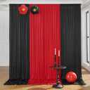 gogoparti 10x10ft Black and Red Backdrop Curtains Panels for Parties, 4 Panel 2.5x10ft Wedding Christmas Birthday Photography Background, Wrinkle Free Polyester Backdrop Curtains Drapes