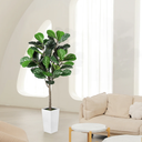 LYERSE Fiddle Leaf Fig Tree Artificial 5FT - Faux Fiddle Leaf Fig Tree with White Tall Planter - Fake Fig Tree with Fig Leaves - Artificial Tree for Indoor Outdoor House Home Office Decor