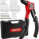 Rivet Gun, AIUITIO Pop Rivet Tool Kit with 200 Rivets and 4 Drill Bits, Manual Hand Riveter Kit with Rugged Carrying Case