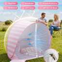 Pop Up Baby Beach Tent,UPF 50+ UV Sun Protection Portable Beach Tent for Baby Infant Toddler, Lightweight Sun Shelter with Ventilation Door Curtain,Outdoor Beach Travel Backyard, Pink, 54 x 35 x 26 inches