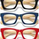 Hubeye Square Reading Glasses for Women Men Blue Light Blocking Computer Fashion Style Readers with Spring Hinge