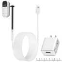 10ft/3m Power Cable and Adapter for myQ Smart Garage Door Video Keypad, Weatherproof Outdoor Flat Charging Cable Continuously Charging Your Video Keypad, Includes White Mounting Nails