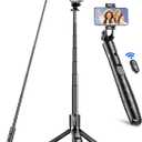 Aluminum 71" Phone Tripod, Travel Tripods for iPhone with Remote, Extendable Cell Phone Selfie Stick Tripod Stand Compatible with iPhone 17/16/15/14/13/Android/Camera