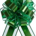 8 Pcs Green Pull Bows for Gift Wrapping, Large Christmas Bows for Presents, Gift Bows Pull String Bows for Wedding Holiday Valentine's Day Gift Box Baskets Decoration (Green)