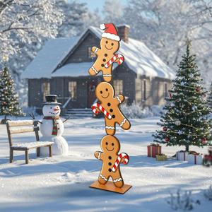 3 Pcs 59 Inch Large Christmas Gingerbread Decorations Outdoor Wooden Gingerbread Yard Signs Decoration for Home Front Porch Walls Yard Party Favors