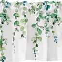 Watercolor Green Leaves Window Valance for Bedroom Living Room, Spring Summer Leaf Vine Plant Curtains Valanes for Windows, 3" Rod Pocket Window Treatment for Home Decorations, 54 x 18 Inch, 1 Pcs