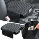 Center Console Cover for Dodge Ram 1500 2013-2018 & 2013-2024 Ram 2500/3500/1500 Classic Model, Leather Armrest Cover Middle Console Cover Accessories with Hidden Pockets, Jump Seat Only