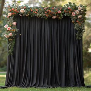 10x7ft Wrinkle Free Black Backdrop Curtain for Parties Soft Fabric Drapes Wedding Black Curtain Backdrop for Birthday Party Decorations Background for Photography 5x7ft, 2 Panels