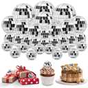 30 PCS Disco Balls Cake Decoration, Small Silver Reflective Mirror Ball Disco Table Decor 70s Disco Themed Party Supplies for Festive, 4 Sizes