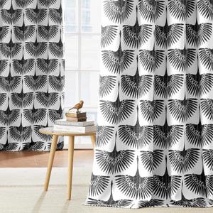 KGORGE Geometric Print Curtains Blackout - Floral & Animal Pattern Window Curtains for Living Room, Meeting Room, Thermal Insulated Darkening Drapes for Home Office, 52 W x 84 L, Black, 2 Pcs