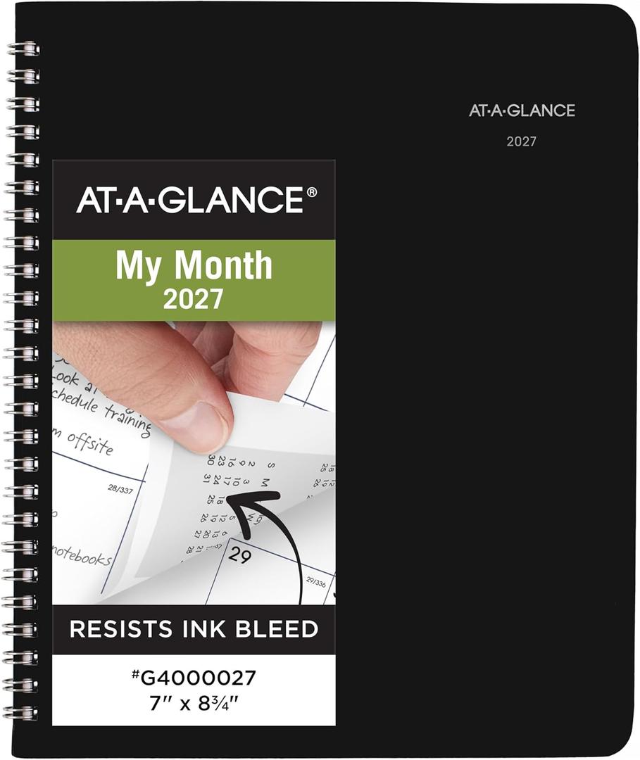 AT-A-GLANCE 2027 Planner, Monthly, 7" x 8.75", Unruled Daily Blocks, DayMinder, Black (G4000027)