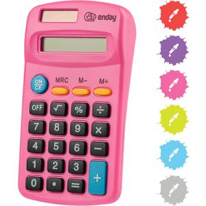 Calculator Pink, Basic Small Solar and Battery Operated, Large Display Four Function, Auto Powered Handheld Calculator School and Kids Comes in Green, Red, Purple, Grey, Blue, 1 PK by Enday