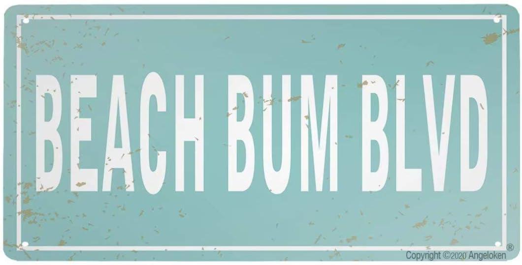 Retro Metal Sign Vintage Tin Sign Beach Bum BLVD Sign for Plaque Poster Cafe Wall Art Gift 12'' x 6''