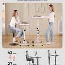 KLSMYHOKI Standing Desk Adjustable Height, Mobile Stand Up Desk with Wheels Small Computer Desk Rolling Desk, Portable Laptop Desk White Standing Table Home Office Desks 16"x31.5" Height 27"-43.5"