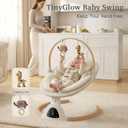 Baby Swings for Infants, TinyGlow Baby Swing, Electric Baby Swing with Remote Control, Portable Infant Swing for Indoor & Outdoor Use (Beige)