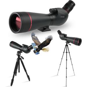 20-60X82 Spotting Scopes with 63in Tripod Phone Adapter | Dual Focusing Spotter Scope with Upgraded Eyepiece BAK4 IPX7 Waterproof Spotting Scope for Bird Watching Target Shooting