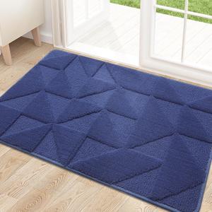 OLANLY Door Mats Indoor, Non-Slip, Absorbent, Dirt Resist, Entrance Washable Mat, Low-Profile Inside Entry Doormat for Entryway (30x17 inches, Navy) (30" x 17")