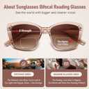 Bifocal Reading Sunglasses for Women Oversized Cat eye Fashion Sun Reader Spring Hinge Eyewear UV Protection PT2001C