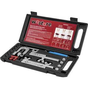 Wostore Professional Brake Line Flare Kit for Single, Double (SAE) Flares & Bubble (ISO) Flares with Tubing Cutter Pipe Reamer for 3/16-5/8" 7 Sizes (Flaring tool)