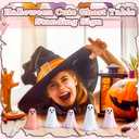 Amyhill 5 Pcs Halloween Ghost Figurine Resin Ghost Sculpture Statue Cute Halloween Decorations Spooky Tiered Tray Decor for Indoor Home Table Centerpieces Party Kitchen Tabletop Shelf (Cute,Pink)