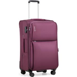 Hanke 24 Inch Luggage Expandable Softside Checked Suitcases with Spinner Wheels, Upright Rolling Luggage Suitcases Travel TSA Luggage Bag for Women Men(Purple)