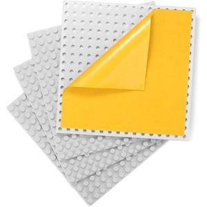 MIMAX Self-Adhesive Baseplates Compatible with DUPLO, Peel-and-Stick Baseplate for DIY Play Table or Wall - 4 Pack (10" x 10") (Light Gray)