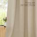 NICETOWN Thick Linen Curtains Privacy with Light Filtering, Grommet Semi Sheer Not See Through Linen Blend Curtain Drapes Vintage & Rustic for Farmhouse / Living Room, Angora, W55 x L84, 2 Panels