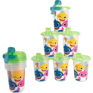 The First Years Take & Toss Pinkfong Baby Shark Sippy Cups - Reusable Toddlers Cups with Lids - Kids Party Pack with 2 Travel Caps - 10 Oz - 10 Count