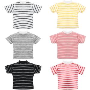 Bencailor 6 Pcs Doll Clothes for 11.8 Inch Doll Clothing Outfit Accessories Winter Coat Tops Swimwear T Shirt Dress Outfit Birthday Gift(Striped Style,Warm Color)