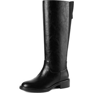 Women's Knee High Boots Round Toe Low Heel Stretchy Tall Boots Women