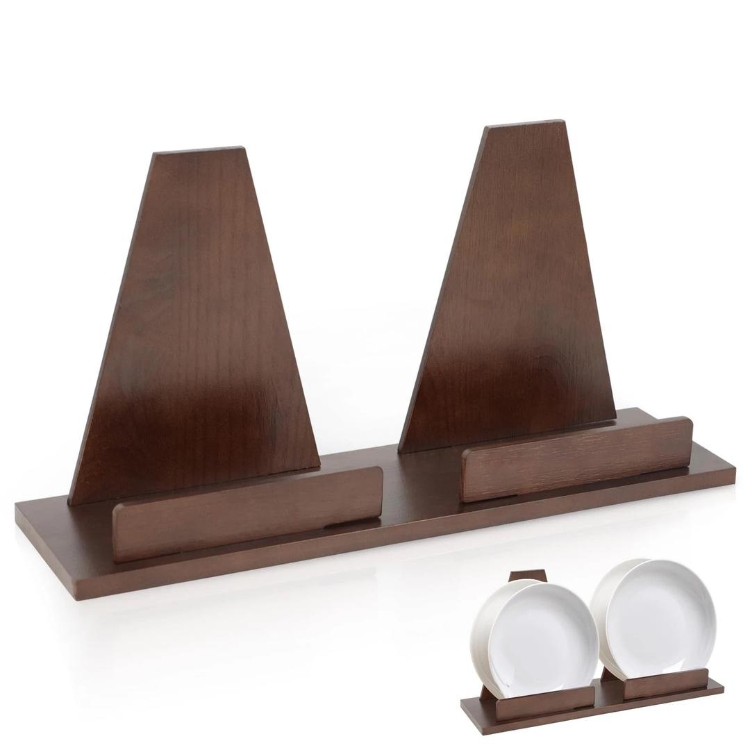 EVERDIJ 1Pcs 8inch Wooden Plate Stands For Display Plate Holders For Displaying For 2 Plates Plate Stands For Display 8 Inch Wooden Book Stand,Picture Easels For Desk, Crafts, Diy Projects, Classroom