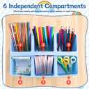 Lineshading 6 Equal Compartment Classroom Caddy, 12 Pack Small Caddy Organizer with Handle Rainbow Colors Plastic Classroom Table Caddies School Supply Organizer for Easy Storage (Boho Color)
