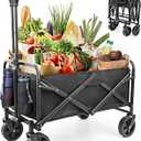 NEOTEC Collapsible-Folding-Wagon - Wagon Cart Heavy Duty Foldable Outdoor Utility with Silent Universal Wheels, Adjustable Handle for Camping